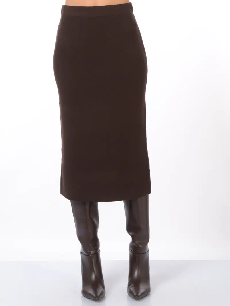 gonna lunga da donna Icona By Kaos in maglia con elastico MARRON