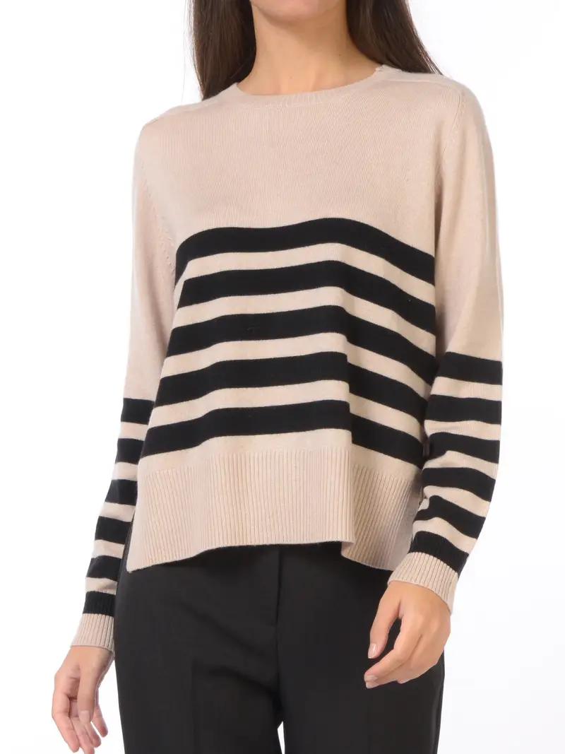 maglia da donna Icona By Kaos a girocollo a righe BEIGE