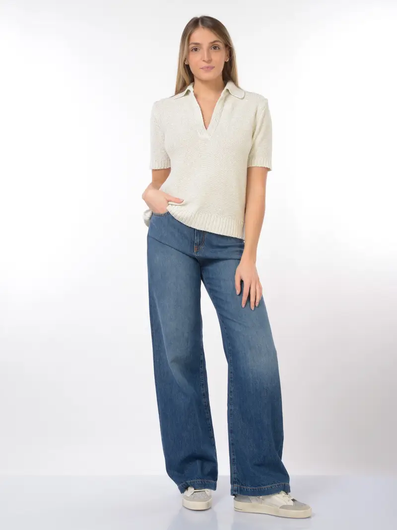 maglia da donna Icona By Kaos a manica corta con applicazione di paillettes BEIGE miniatura 2