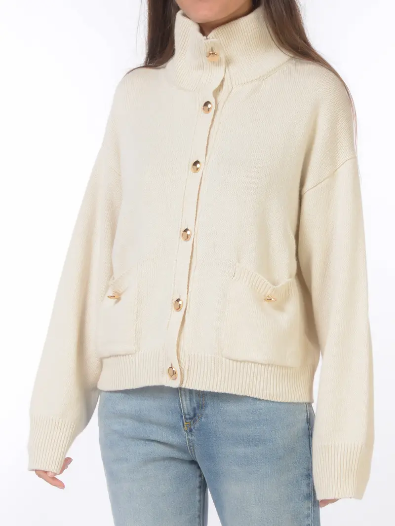 maglia da donna Icona By Kaos con bottoni e tasche BEIGE miniatura 2