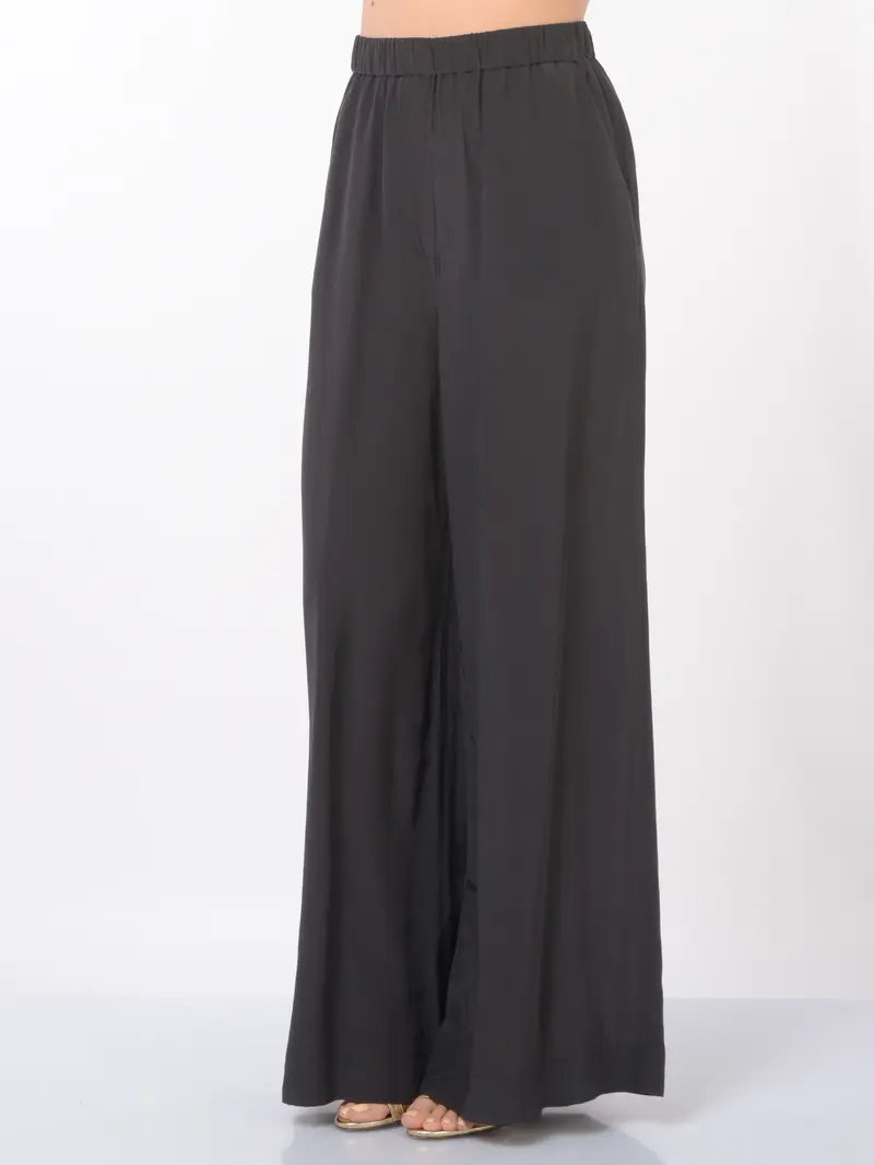 pantalone da donna Icona By Kaos ampio in cotone e seta NERO