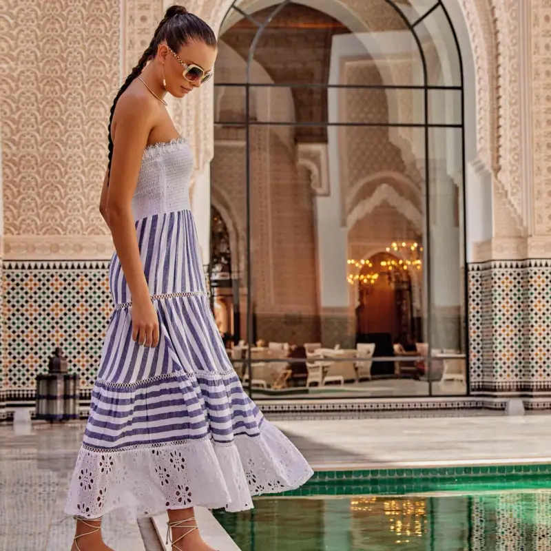 ABITO A FASCIA IN LINO GAIA | Colore Light Blu |