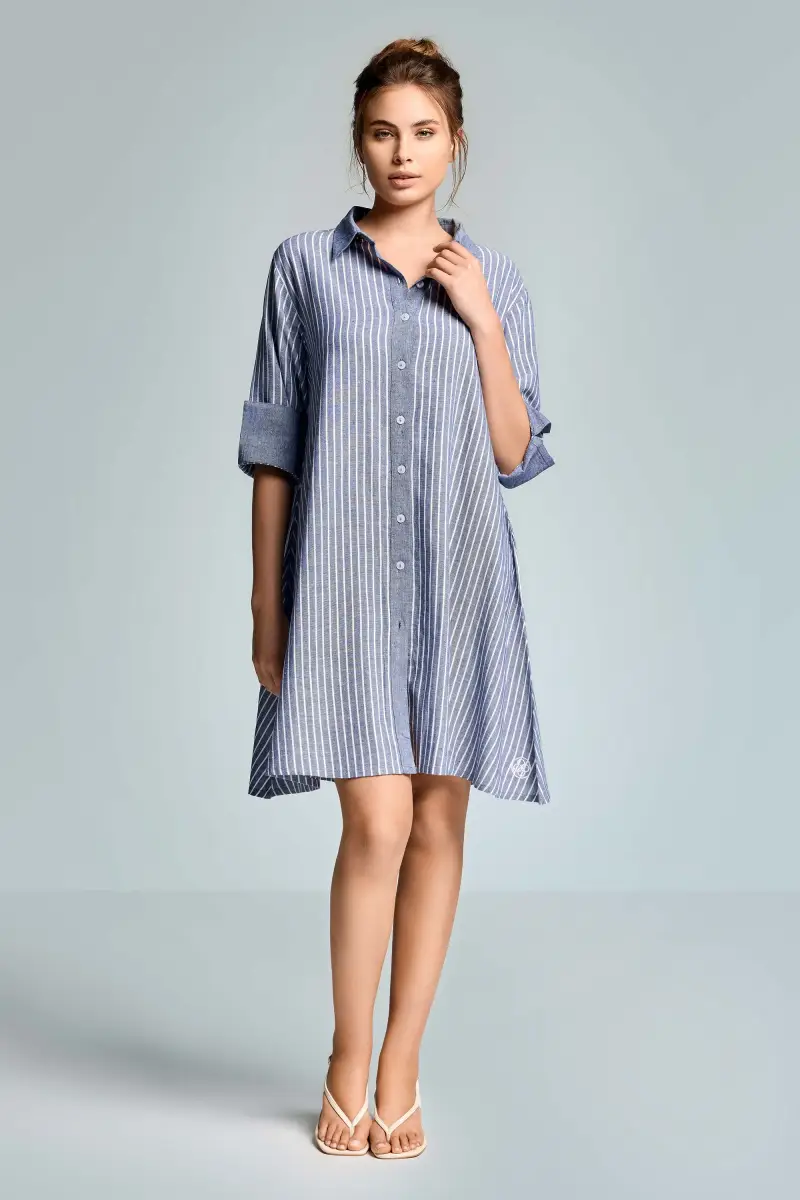 ABITO CAMICIA IN MISTO LINO LILIA | Colore Grigio |