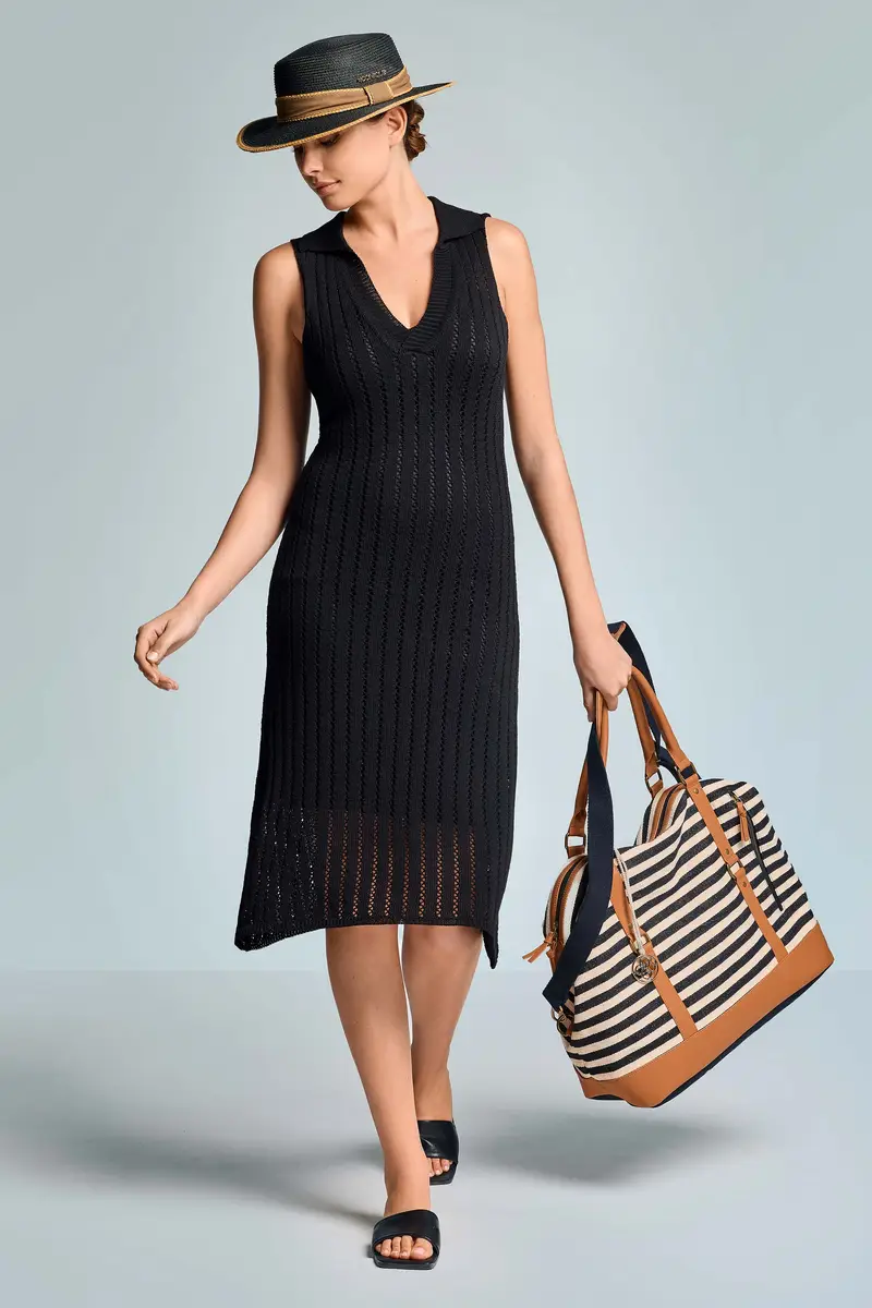 ABITO CROCHET SMANICATO NIMA | Colore Nero |