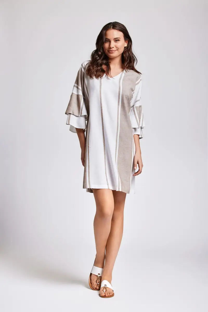 ABITO IN LINO CON BALZE DIANA | Colore Beige |