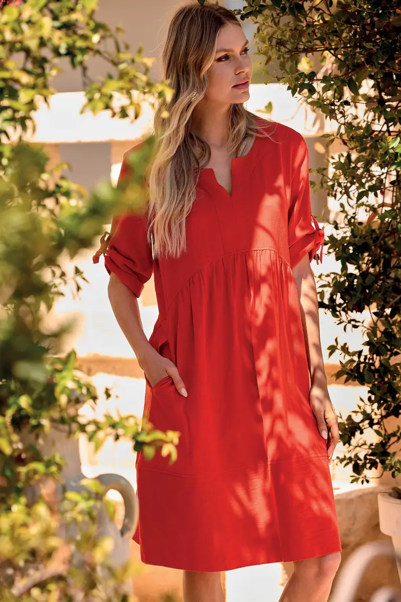 ABITO IN MISTO LINO MIRIANA | Colore Rosso |