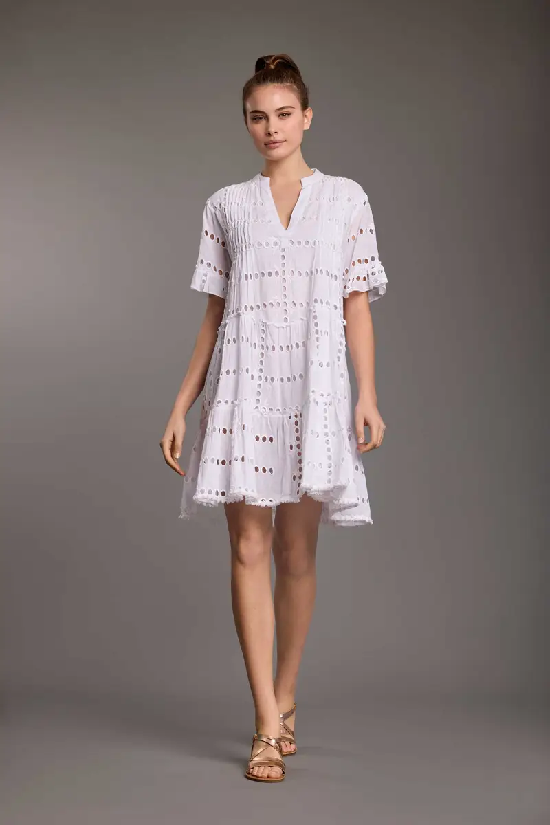 ABITO IN PIZZO PREGIATO ANGIE | Colore Bianco |