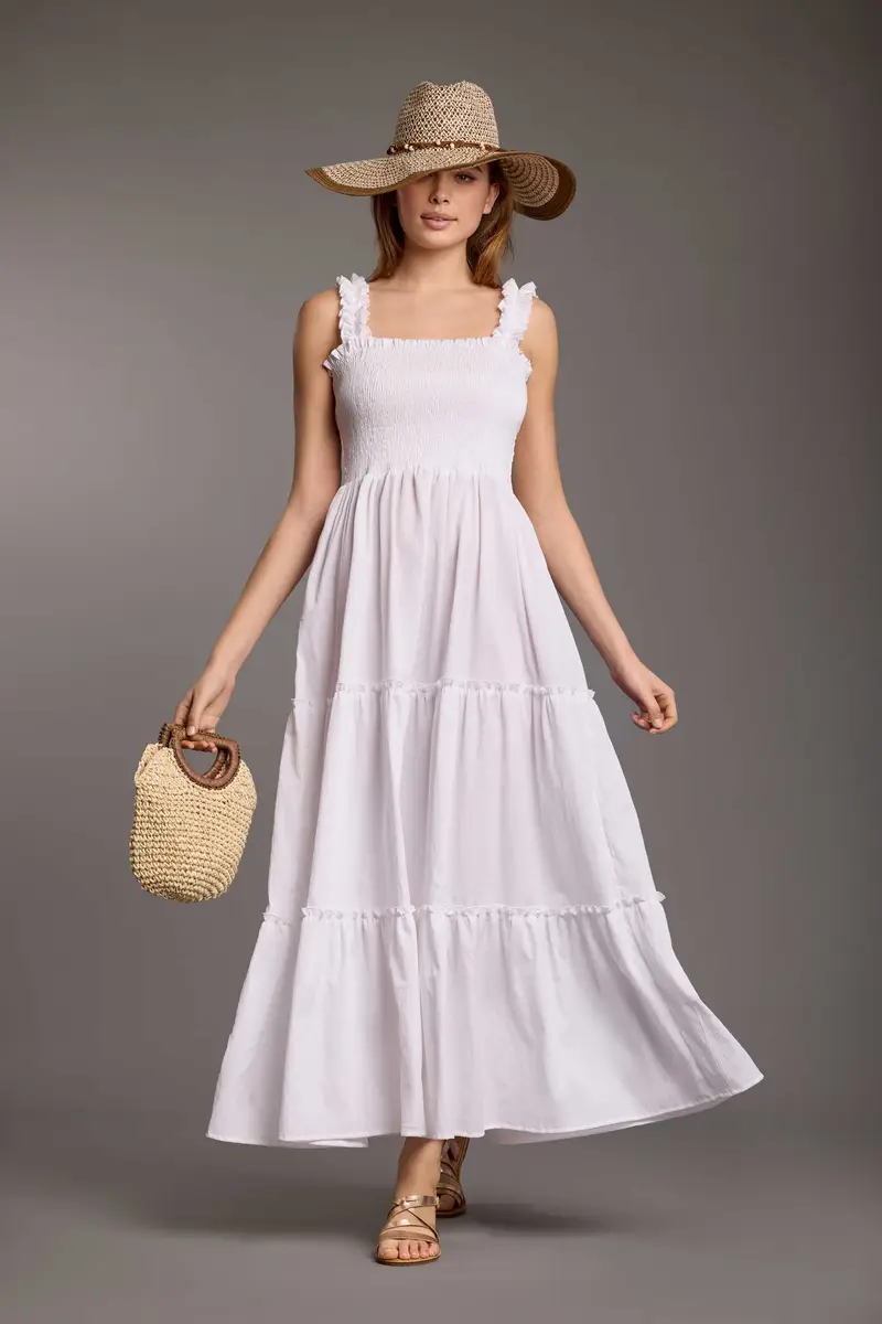 ABITO LUNGO CON BUSTO ELASTICO VIOLET | Colore Bianco |