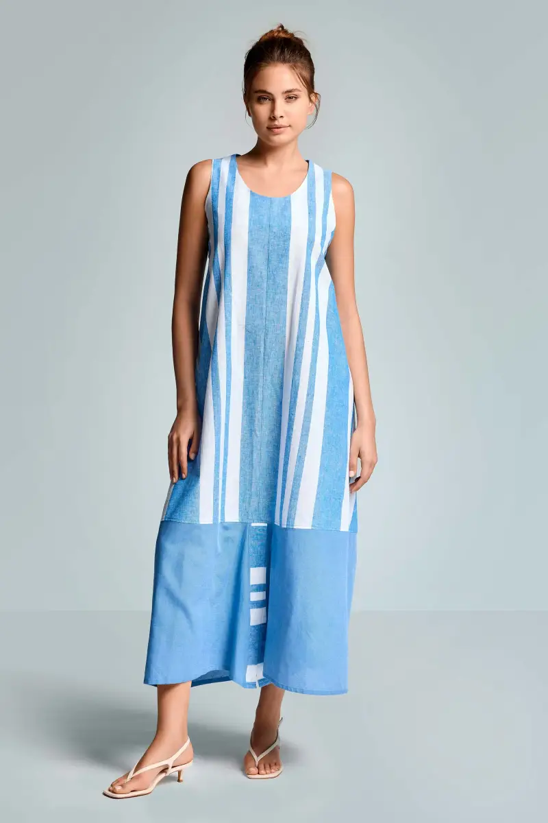 ABITO LUNGO IN MISTO LINO ELEONOR | Colore Light Blu |