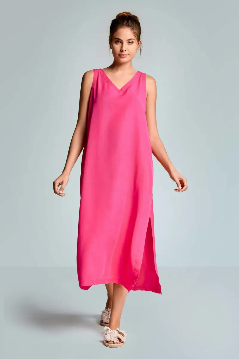 ABITO LUNGO SMANICATO DELIA | Colore Fucsia |