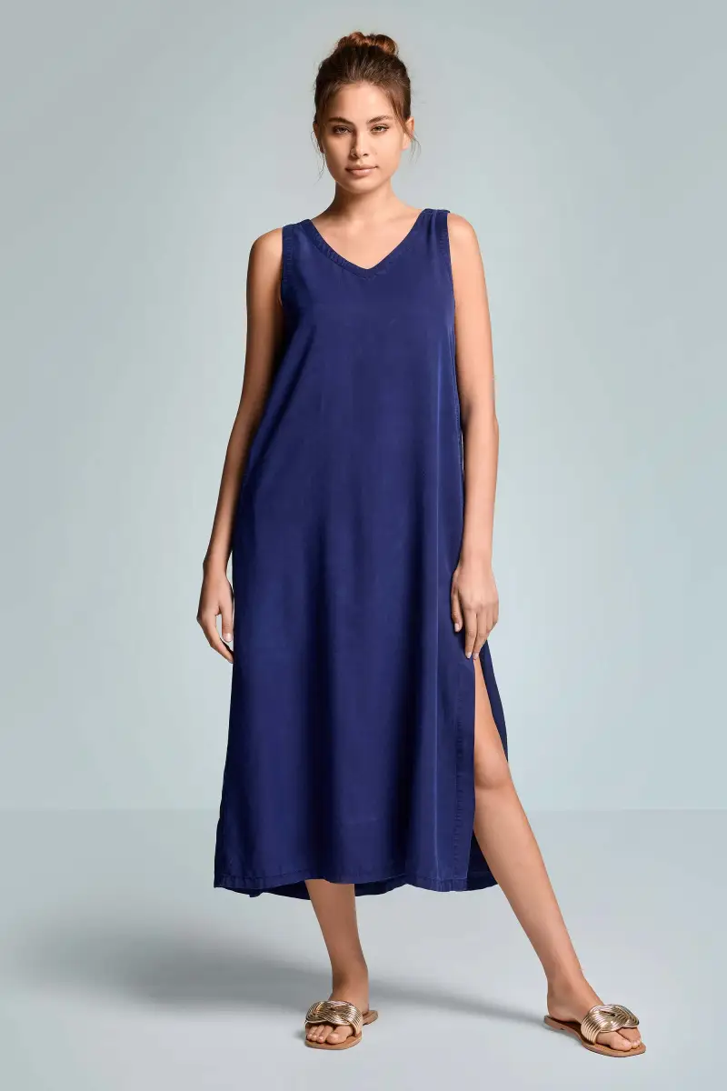 ABITO LUNGO SMANICATO DELIA | Colore Navy Blu |