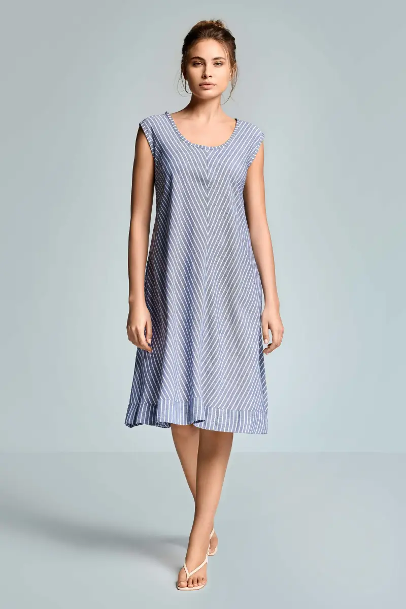 ABITO SMANICATO IN MISTO LINO LILIA | Colore Grigio |