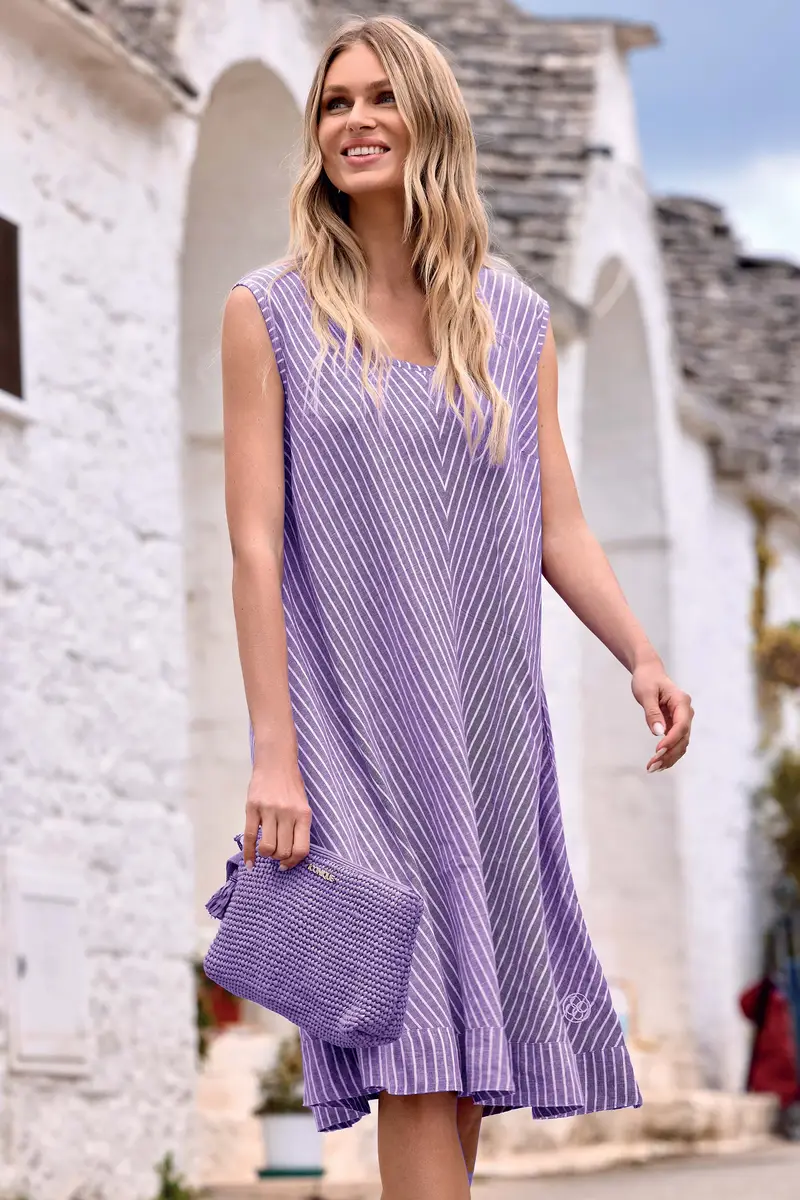 ABITO SMANICATO IN MISTO LINO LILIA | Colore Viola |