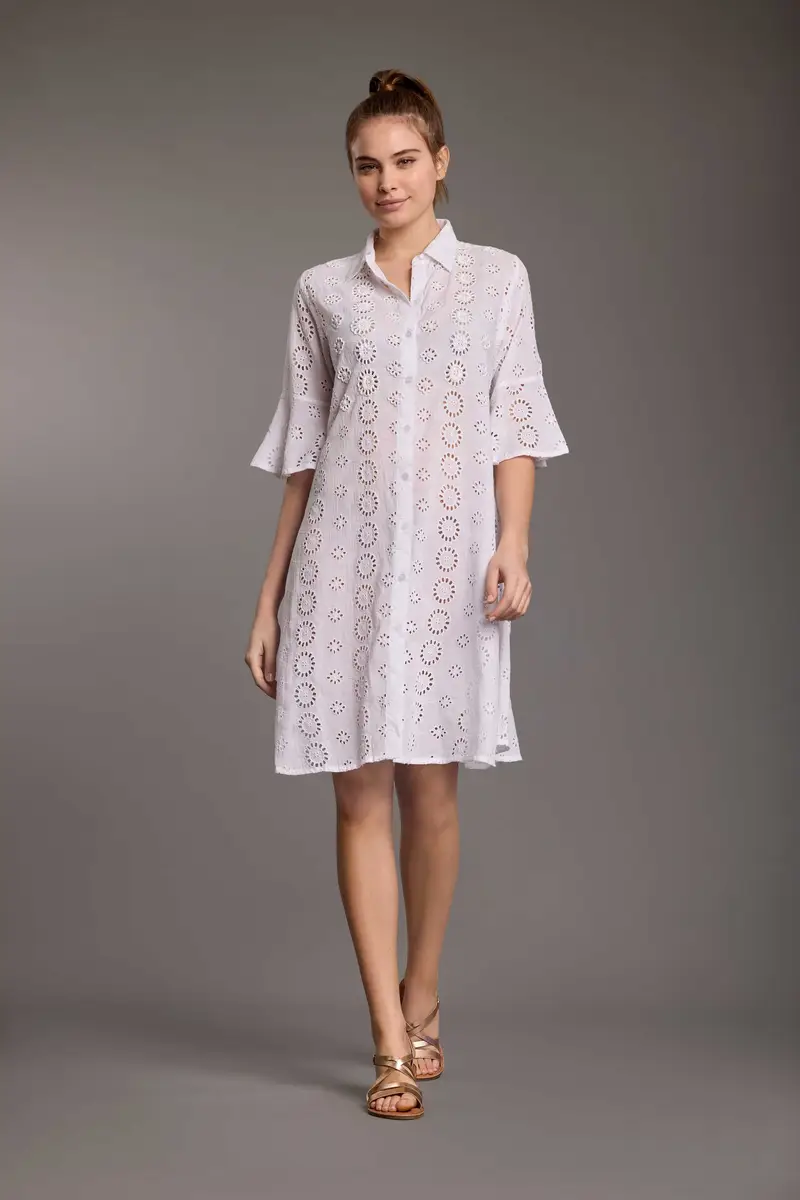 ABTO CAMICIA IN PREGIATO PIZZO SANGALLO | Colore Bianco |