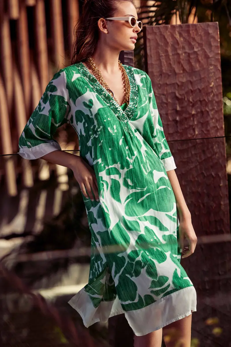 CAFTANO LUNGO CAMILLE | Colore Verde |