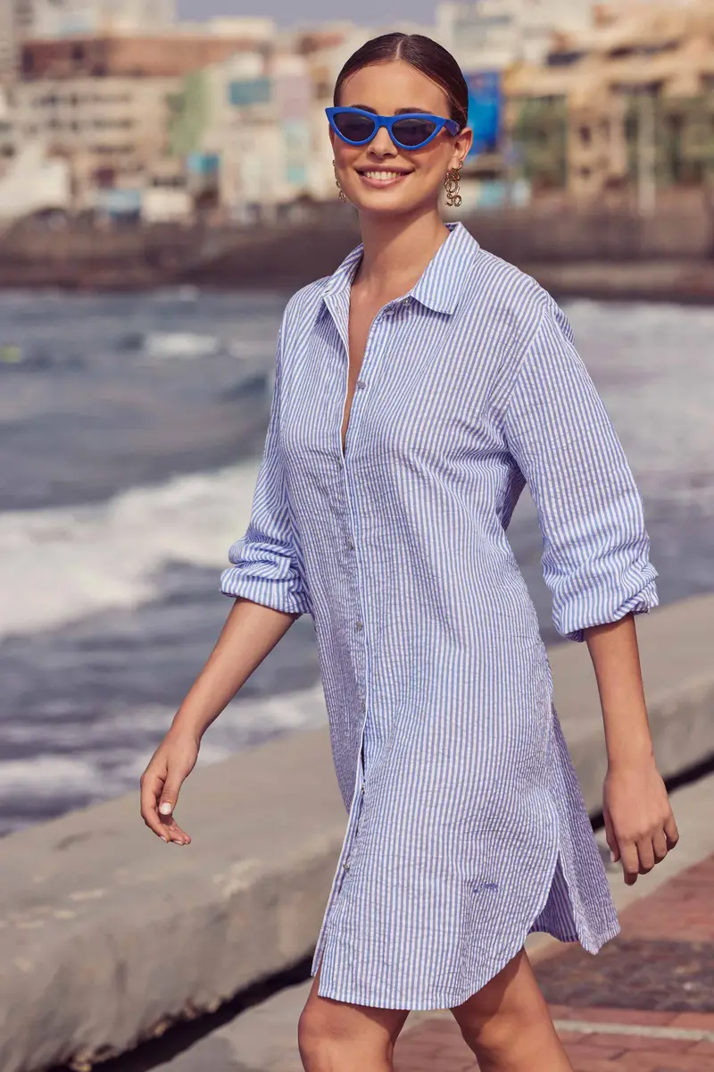 CAMICIA A RIGHE GIORGIA | Colore Light Blu |