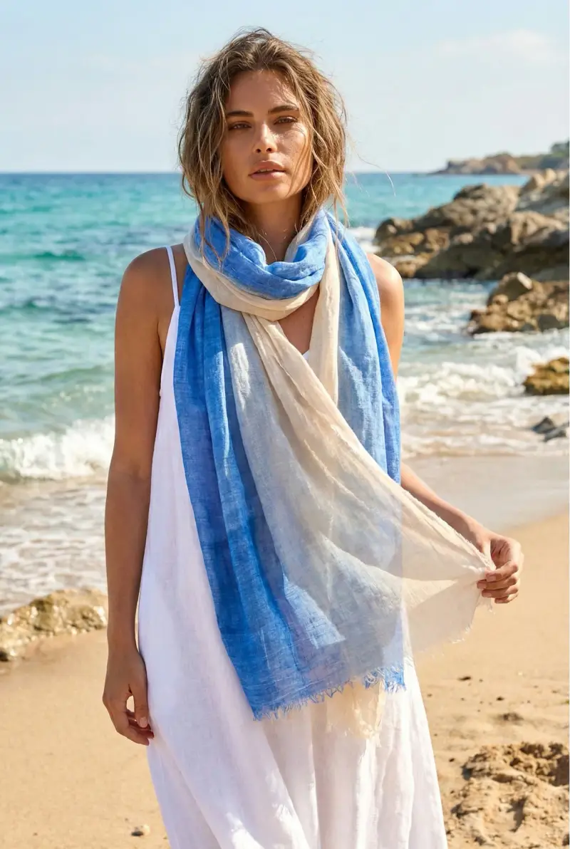 FOULARD BICOLORE SELENE | Colore Light Blue |