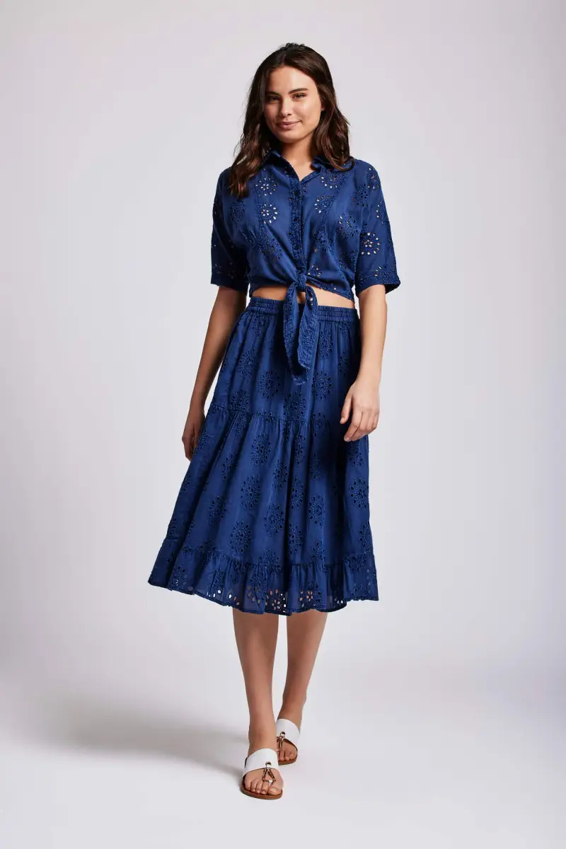 GONNA IN PIZZO SANGALLO LILY | Colore Navy Blu |