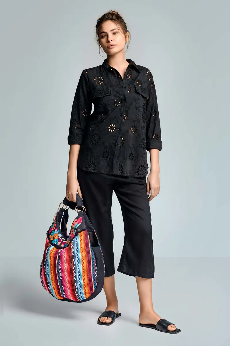 PANTALONI IN MISTO LINO VANIA | Colore Nero |