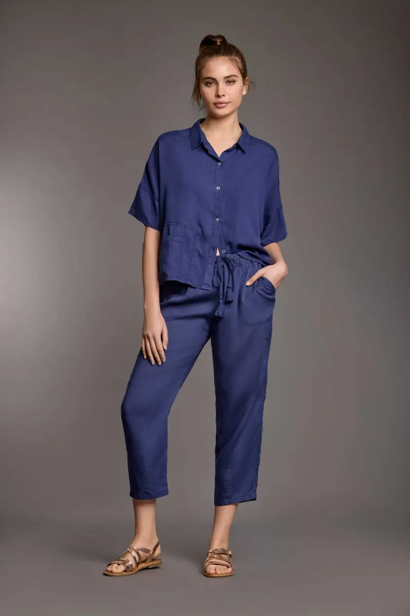 PANTALONI IN TENCEL CLARA | Colore Blu |