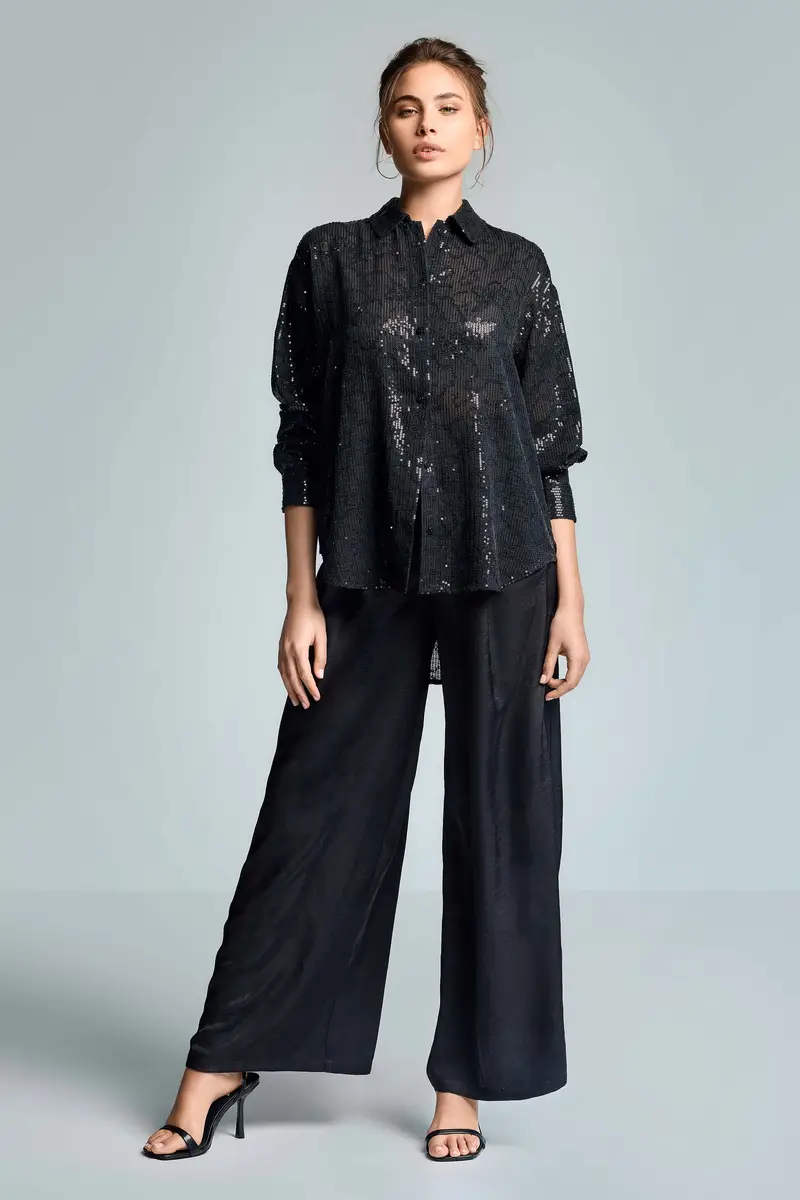 PANTALONI PALAZZO YAEL | Colore Nero |