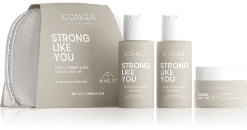 STRONG LIKE YOU Shampoo 70 ml, balsamo 70 ml & Maschera 50 ml kit da viaggio per capelli rovinati
