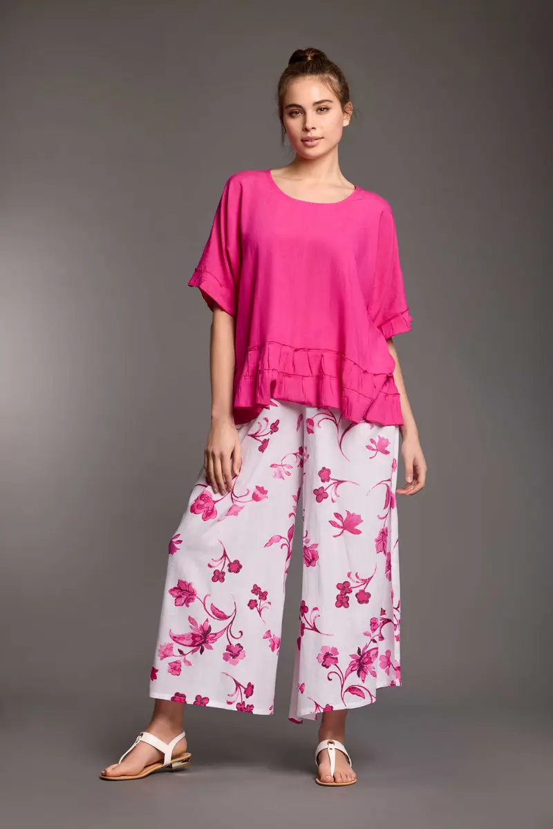 TOP A MANICHE CORTE COCO | Colore Fucsia |