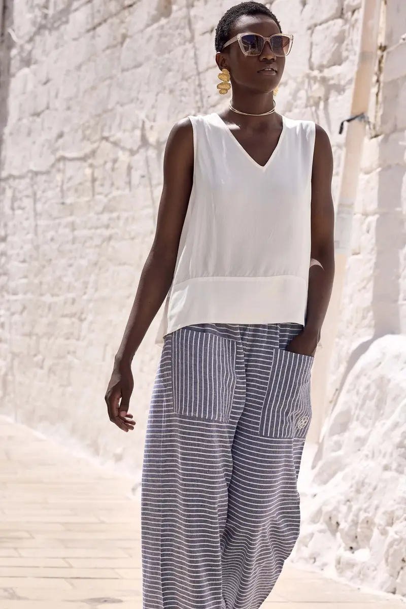 TOP SMANICATO LILIA | Colore Bianco |