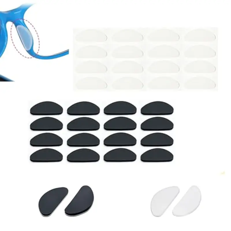 iCovalescent 20 Paia Naselli per Occhiali, Naselli per Occhiali Antiscivolo Silicone, Sottili Naselli per Occhiali, Forma di D Naselli Autoadesivi Antiscivolo(10 Bianco, 10 Nero)