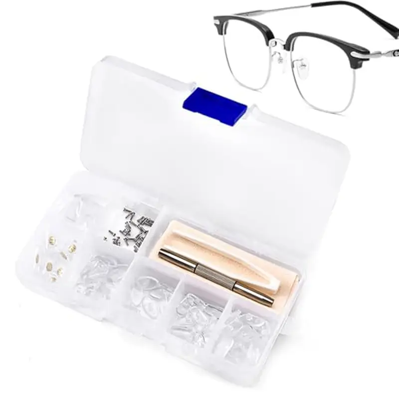iCovalescent 30 Paia Naselli per Occhiali, Cuscinetti Nasali Avvitabili per Occhiali in Silicone, Include Viti, Cacciavite Multifunzione, Pinzette e Panni per la Pulizia