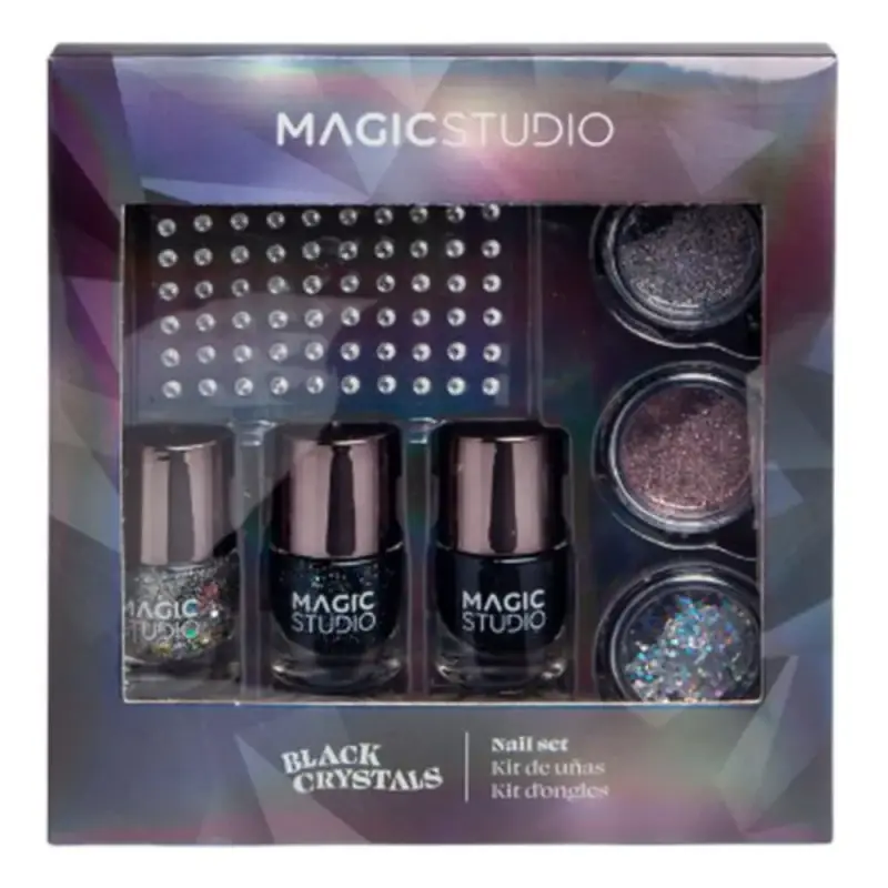 Idc Magic Studio Black Crystals Nail Set