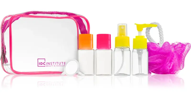 Neon kit da viaggio da donna contenitori da viaggio riutilizzabili 4 pz + spugnetta detergente