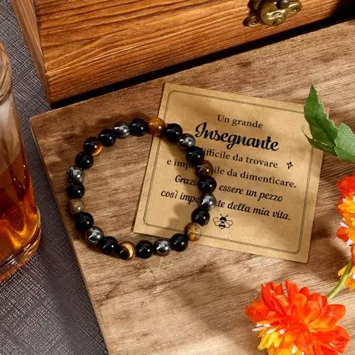 Idee Regalo Insegnanti Regalo Maestro Maschio Fine Anno Bracciale Pietre Naturali Regali per Insegnanti Festa dei miniatura 2