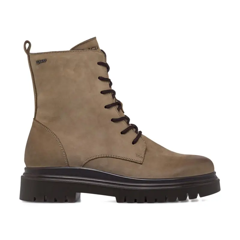 Anfibi beige da donna in pelle con lacci