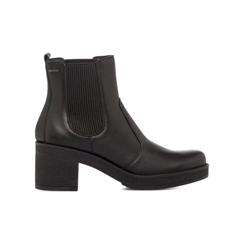 Chelsea neri in pelle da donna con tacco medio in gomma