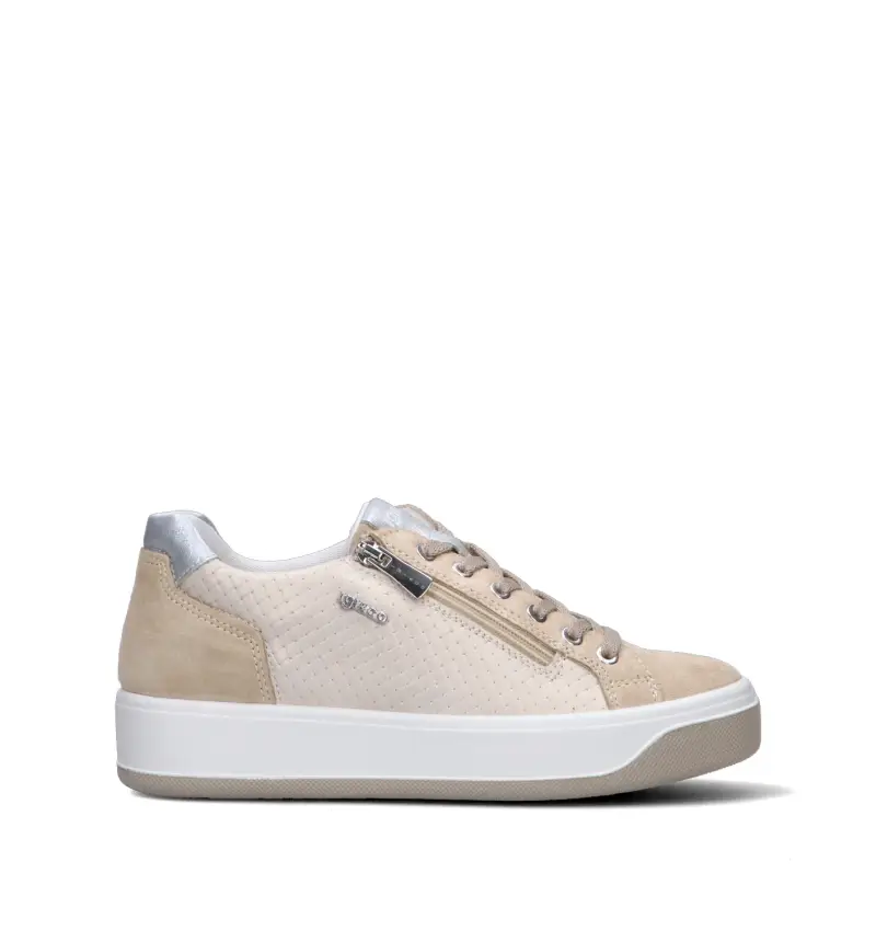 Sneaker donna beige in pelle Vario