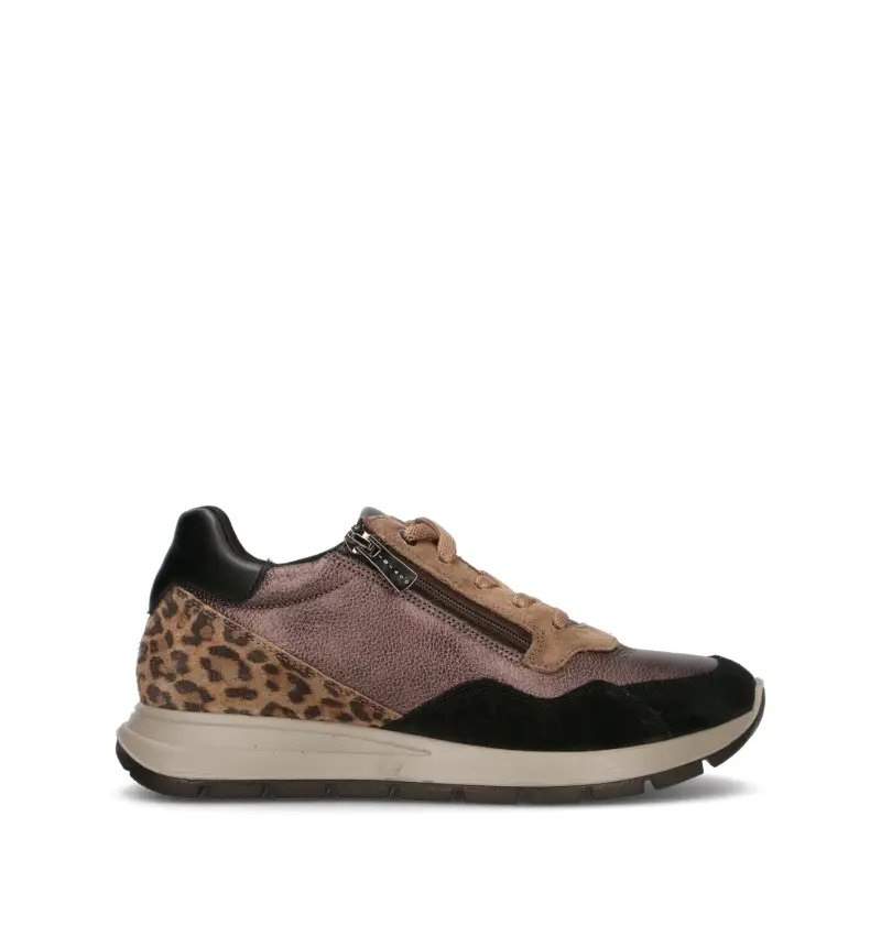 Sneaker donna bronzo/nera in pelle Vario