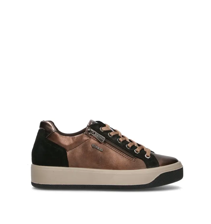 Sneaker donna nera/bronzo in pelle Vario