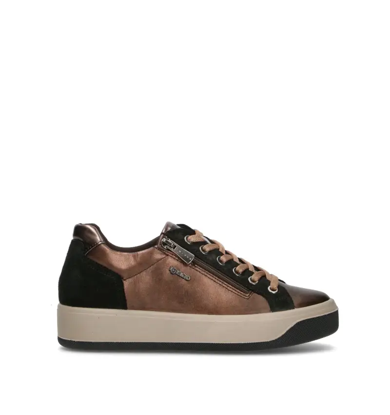 Sneaker donna nera/bronzo in pelle Vario