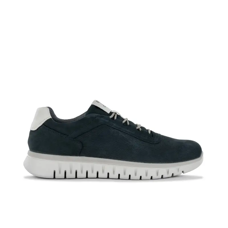 Sneakers blu da uomo in pelle con lacci