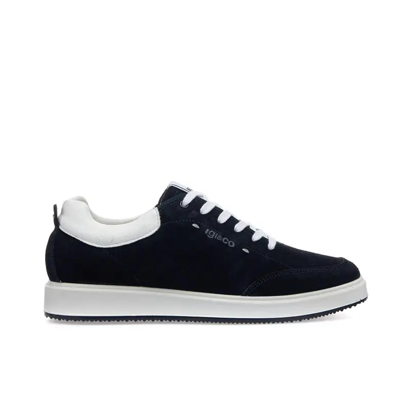 Sneakers blu da uomo in pelle con logo