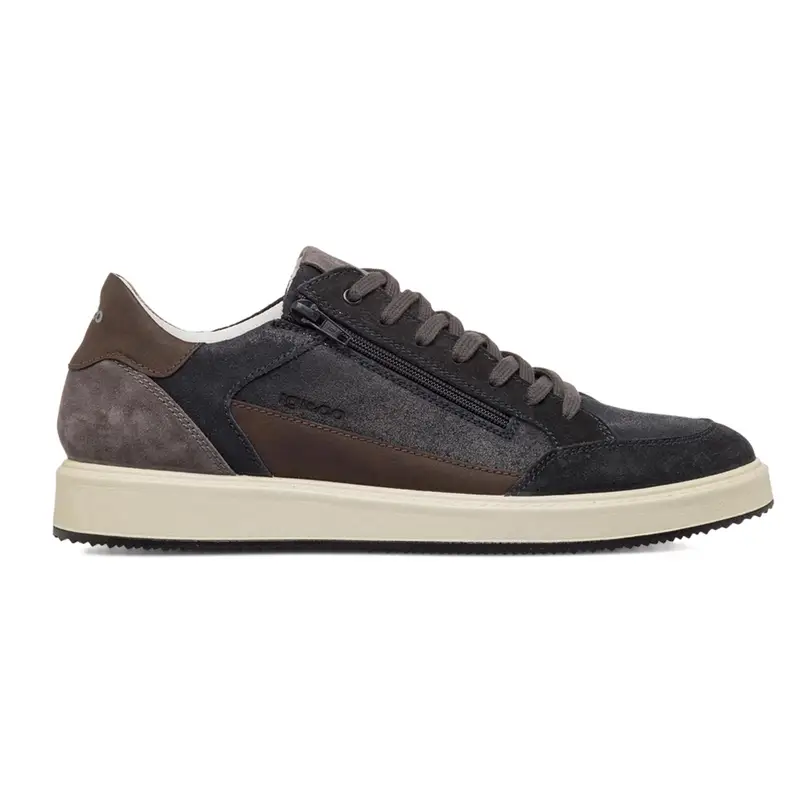 Sneakers nere da uomo in pelle con lacci e zip
