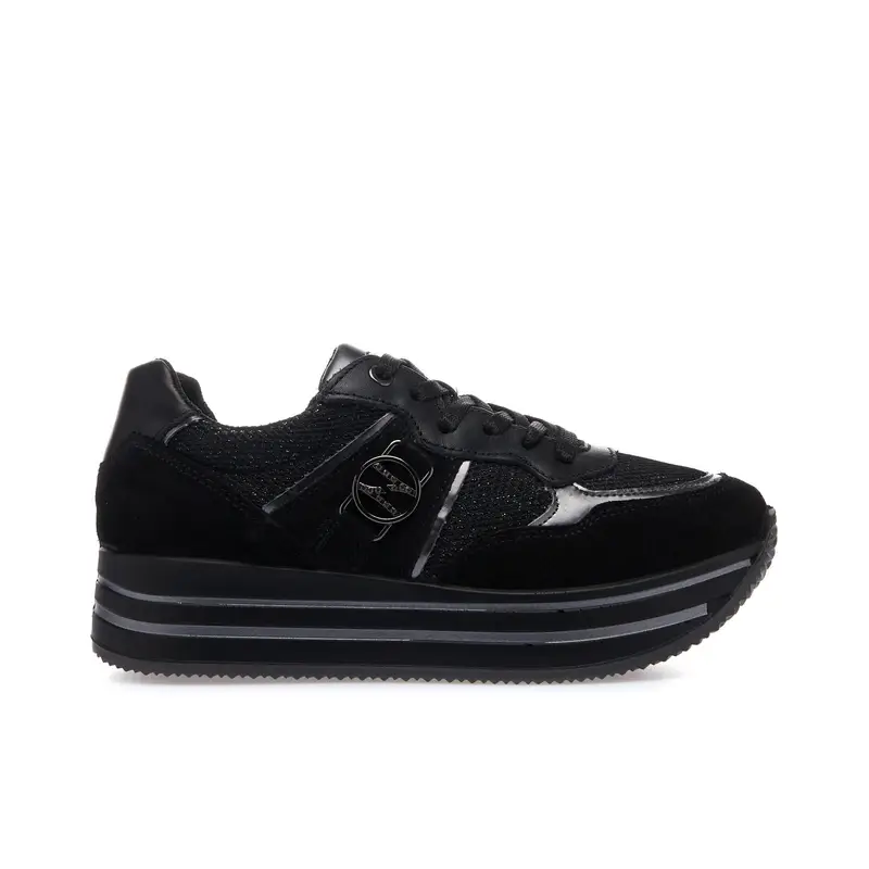 Sneakers nere platform con glitter