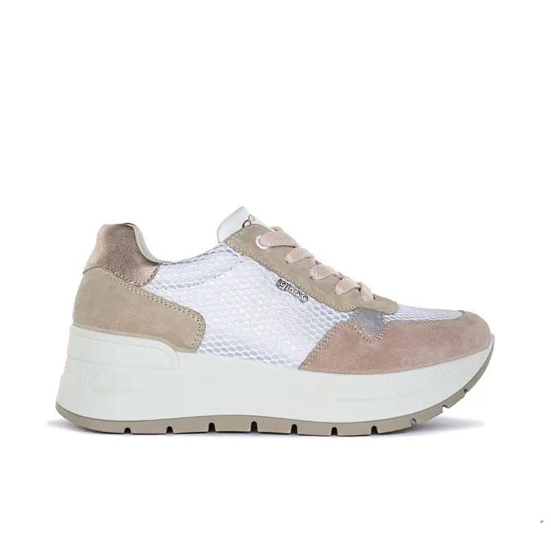 Sneakers rosa con suola platform e logo laterale