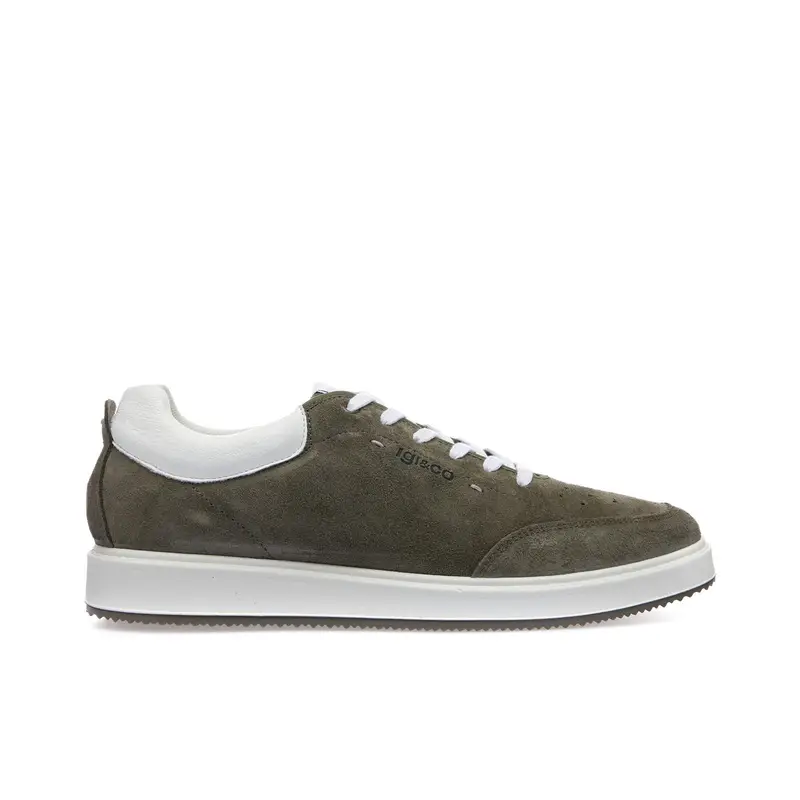 Sneakers verdi da uomo in pelle con logo