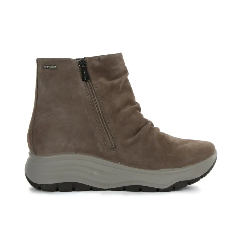 Stivaletti marroni bassi in suede con zip