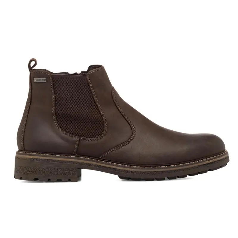 Stivaletti marroni in pelle da uomo con cuciture modello chelsea