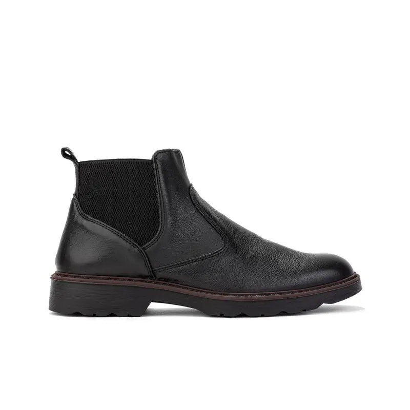 Stivaletti neri in pelle con fascia elasticizzata