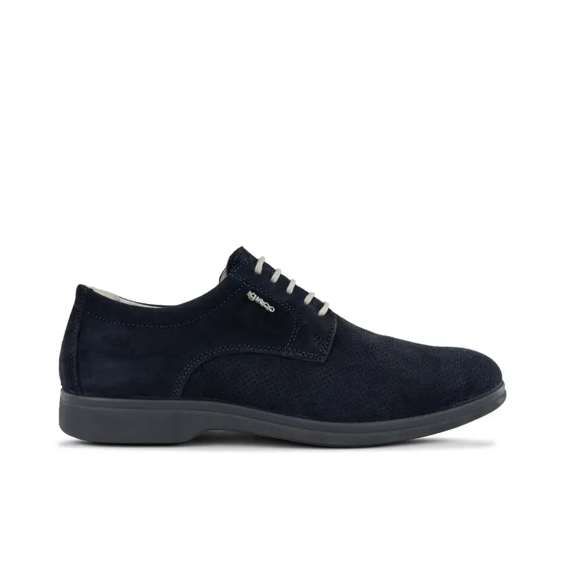 Stringate casual blu da uomo in pelle