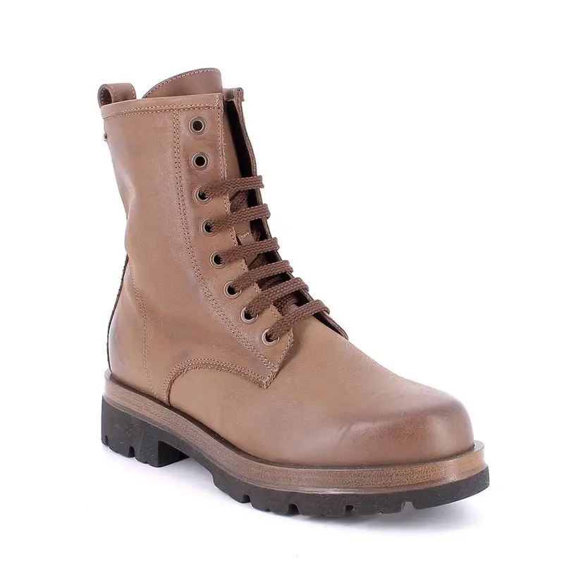 Anfibi con tacco da donna marrone con zip miniatura 2